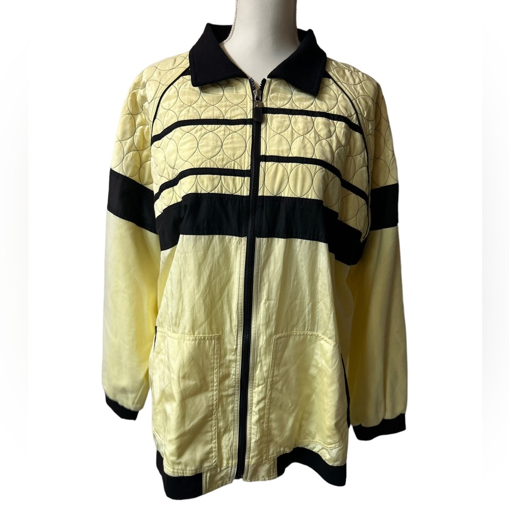 DIANE’S ESSENTIALS vintage yellow & black plus size 1X women’s silk windbreaker